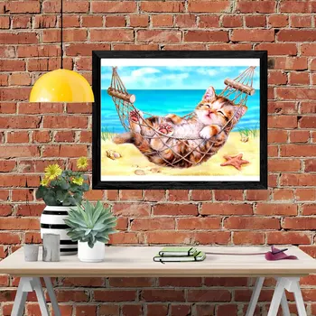 KAMY YI Номер прессы паста круглая дрель квадратное сверло пляж спящий кот своими руками домашнее искусство декоративная живопись