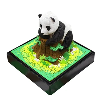 3D Panda Календарь Резьба по бумаге Искусство со светом Календарь 2024 Для DIY Подарки Украшение рабочего стола