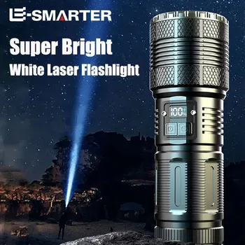  Мощный светодиодный лазерный фонарик 2000 Вт Зумируемые тактические фонари Открытый аварийный прожектор Цифровой дисплей Алюминиевый фонарик