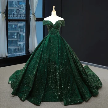 Великолепное вечернее платье с пайетками Длинное плечо Изумрудно-зеленые женские формальные выпускные платья