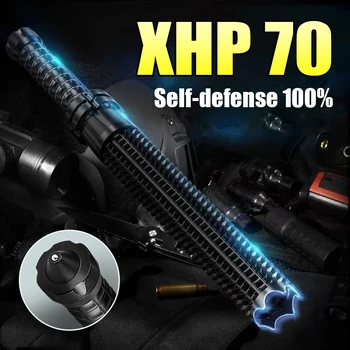  Самый яркий XHP70 Бейсбольная бита Фонарик 18650 Батарея Перезаряжаемый светодиодный фонарик Открытый фонарик для поиска самообороны в экстренной ситуации
