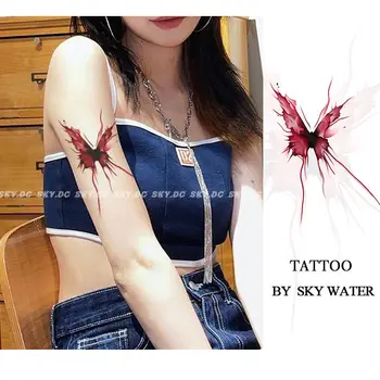 сексуальная темная кровь бабочка татуировка наклейка для женщин мужчин тело прочные татуировки водонепроницаемые временные татуировки мужчина должен татуировать женщину