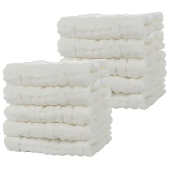 Детские муслиновые банные полотенца, 10 упаковок многоразового мягкого впитывающего хлопкового детского полотенца для лица, для нежной кожи ребенка белого цвета