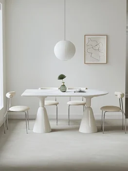 Обеденный стол Nakajima Terrace, прямоугольная каменная плита, обеденный стол, стол и стул для закусок с бытовым кремом