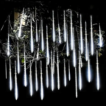  Открытый метеоритный дождь Рождественские огни 10 трубок 192 Светодиодные подвесные гирлянды для садового дерева Праздничная вечеринка Декорационная лампа