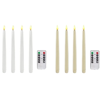 4 шт. Таймер Светодиодные конические свечи с батарейным питанием для Хэллоуина, свадебное украшение Белый