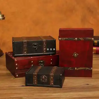Оптовая торговля ретро деревянная коробка для хранения с замком, паролем, коробка, письмо, открытка, сундук с сокровищами, маленькая деревянная коробка для хранения, деревянная коробка