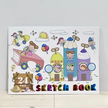 24 бумажный скетчбук с мультфильмами формата A4, Альбом для рисования на белой бумаге для начальной школы, Детская книжка-раскраска, Скоростной скетчбук 32K