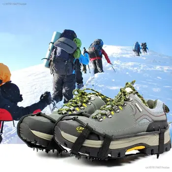 2024 1 пара цепных кошек Альпинистская обувь Чехол Обувь Шипы 24 зуба Ледяной захват Снежные когти для M L Рыбалка на свежем воздухе