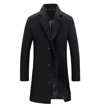 2023 Зимние мужские пальто Длинное пальто Тонкое деловое повседневное пальто Мужская одежда