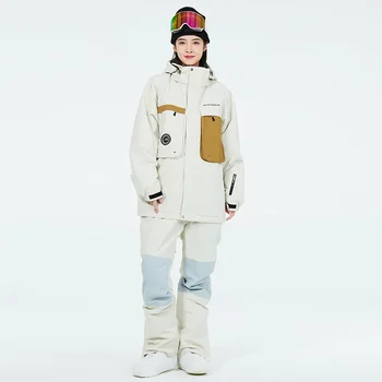 2024 Открытый ветрозащитный женский лыжный комплект Горный спорт Мужчины Костюмы для сноуборда Водонепроницаемые Беговые женские лыжные костюмы Одежда