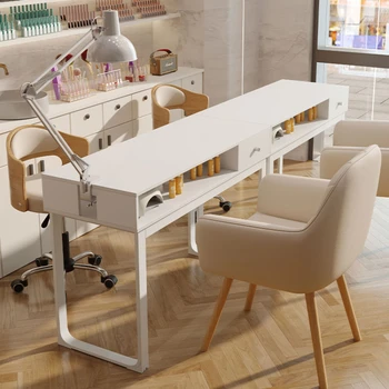 Простые деревянные столы для ногтей Маникюрный офис Белый Современные профессиональные столы для ногтей Ящик Nagel Tafel Мебель для салона красоты MR50NT