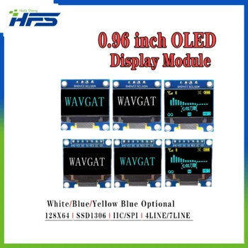 0,96-дюймовый OLED IIC Serial White Display Module 128X64 I2C SSD1306 12864 Плата ЖК-экрана GND VCC SCL SDA 0,96 дюйма для Arduino Black