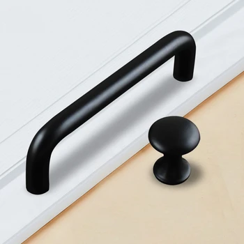Solid 304 Нержавеющая сталь Кухонный ящик Ручки шкафа Ручки для мебели Простые ручки шкафа Матовый черный
