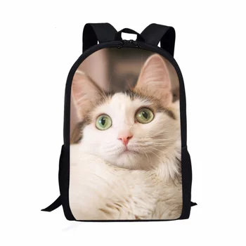 Классическая милая кошка 3D-печать Школьные сумки для девочки Мальчик Женский рюкзак Средняя школа Сумка для девочек-подростков Сумка для ноутбука