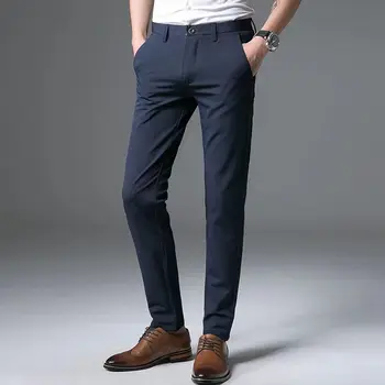 Весна Осень Мужские повседневные брюки 2023 Новое поступление Мода Твердые нежные утолщенные брюки Корейская мода Удобные брюки A28