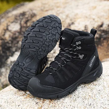 Черный Профессиональные Тренировочные Военные Ботинки Человек Резиновые Нескользящие Походные Ботинки Мужчины Открытая Платформа Мужские Треккинговые Ботинки Большой Размер 47