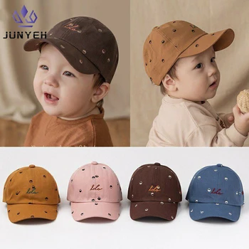 Вышитые бейсболки Lola Детские шляпы для мальчиков Хлопковая длиннополая кепка для детей 6-36 месяцев Детская шапка с жесткими полями