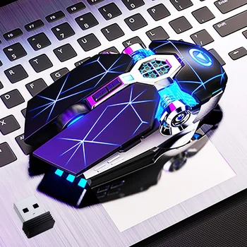 Беспроводная игровая мышь 1600DPI USB Беспроводная бесшумная мышь со светодиодной подсветкой Оптическая эргономичная мышь для ПК Ноутбук