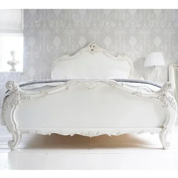 Легкая роскошная кровать из массива дерева в американском стиле, резная двуспальная кровать 1,8 м в стиле ретро, свадебная кровать, неоклассика в европейском стиле