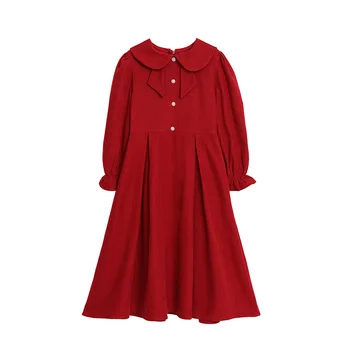Детская осенне-зимняя одежда 2024 Новое вельветовое платье для девочек Doll Neck Элегантные детские платья принцессы, #7480