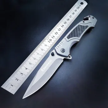 Стальной портативный складной нож для мужчин Высокая твердость Выживание на открытом воздухе Самооборона Военные тактические ножи Ручка из углеродного волокна