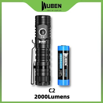 WUBEN C2 Интеллектуальный перезаряжаемый фонарь 2000 люмен с портативным внешним аккумулятором EDC Troch Light