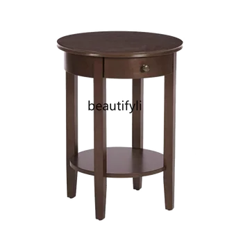 Американский маленький круглый приставной столик Простой угловой стол Приставной столик для гостиной Диван Боковой шкаф Журнальный столик Прикроватная тумбочка