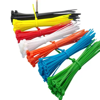 100 шт. 6 цветов 5 * 300 мм Красочные проволочные переплетные ремни Самоблокирующиеся нейлоновые кабельные стяжки Пластиковая стяжка на молнии