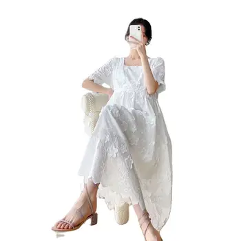 корейский стиль летнее кружевное платье для беременных с коротким рукавом и квадратным воротником для беременных женщин вечернее платье для беременных свадебные платья для беременных