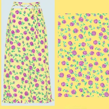 Новая яркая цветовая серия Маленькие цветы Цифровая печать весна/лето Тонкая шифоновая ткань для платья для девочек