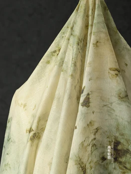 ткань широкая 140 см x 50 см смешанный цветок жаккард зеленая трава и дерево окрашенные винтажная текстура светлый DIY кардиган платье ханфу