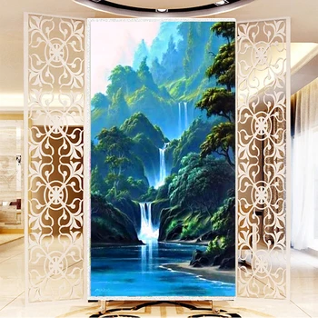 Алмазная живопись Горный водопад Пейзаж Алмазная вышивка Сделай сам Картина из страз зеленое дерево, набор для вышивки крестом, мозаика