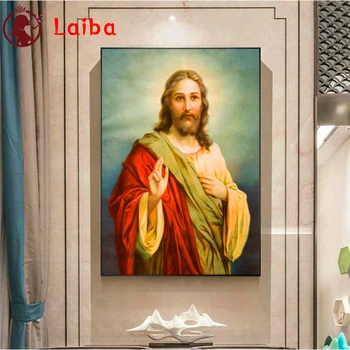 Алмазная вышивка Христос Иисус, религиозное искусство Картина алмазной живописи Полный квадрат круглое сверло Мозаика Вышивка крестом Настенное искусство