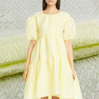 летняя плиссированная жаккардовая парчовая ткань с рисунком шифоновая органза тонкий пузырь женское платье ткань для шитья одежды во дворе