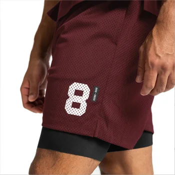  Спортивные шорты мужские марафонский бег в американском стиле сухие пятибалльные штаны поддельные два противоскользящих тренировочных штаны для фитнеса