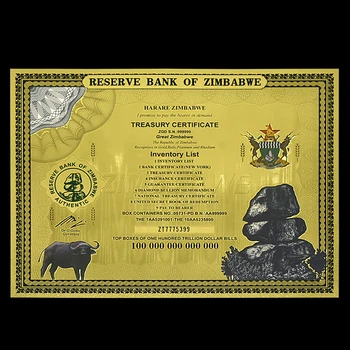 Сертификат Зимбабве Банкноты Банкноты на сто триллионов долларов Банкноты Непрерывное кодирование серийного номера Получить подарок