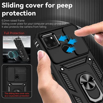 Для OPPO Realme C21Y C25Y Чехол Shockproof Armor Slide Camera Protect Phone Case Для Realme C 21y C21 Y 25Y Автомобильный держатель Задняя крышка