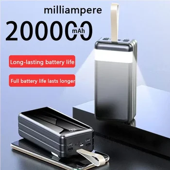 200000 мАч Power Bank 4 USB Super Fast Chargr PowerBank Портативное зарядное устройство Цифровой дисплей Внешний аккумулятор для IPhone Samsung
