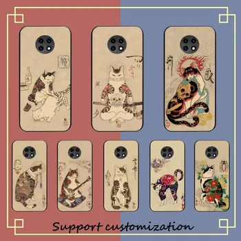 Японский чехол для телефона Samurai Cat для Redmi Note 4 X 5 A 6 7 8 Pro T 9 Pro 9S 10 Pro 11 Pro 11S 11Epro PocoM3pro