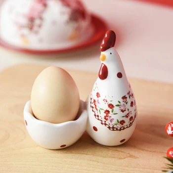 Европейская керамическая чашка для яиц Красная курица Украшение Креативный поднос для яиц Изысканный домашний фруктовый десерт Чашка Кухонное украшение Принадлежности
