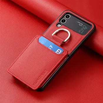 Кожаный чехол для сумки с защитой от пыли для Samsung Galaxy Z Flip 4 5G Flip4 Flip3 Flip5 Flip 5 3 Zflip4 Карман для карт