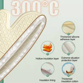 Перчатки для защиты от ожогов Перчатки премиум-класса для защиты от ожогов Термостойкие силиконовые перчатки для изоляции духовки Стеганые для высоких температур