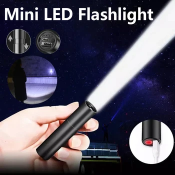 Mini Портативный LEDFlashlight USB Перезаряжаемый 3 режима освещения Встроенный аккумулятор Фиксированный фокус МасштабируемыйНа открытом воздухе Кемпинг Поисковый фонарь