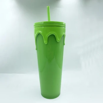  С соломой 710 мл Чашка-непроливайка, сопровождающая тематическую чашку-непроливайку Lava 710 мл Флуоресцентная зеленая соломинка Чашка Кухонный бар Принадлежности Пластик
