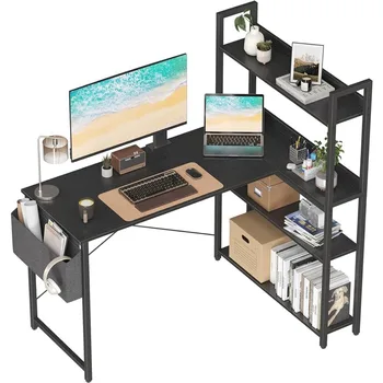 Компьютерные столы Черные столы для домашнего офиса Угловой стол с местом для хранения Геймер Компьютер Стол для ноутбука Кровать для письма Рабочий стол для спальни