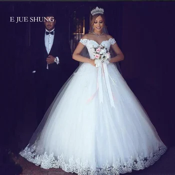Кружевные аппликации с плечами Свадебные платья Принцесса Свадебные платья Бальное платье