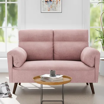49' Современный диван-диван Loveseat, небольшой диван с подушками для спинки и деревянными ножками для небольшого пространства, маленький диван