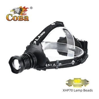 COBA Мощный Super 60W Headlight Sensing ZOOM Headlamp Type-C lnput USB Output Power Display Camping Lights Освещение