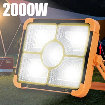 2000 Вт Новый Открытый Солнечный Ручной Светильник Светодиодный Прожектор Высокая Мощность Супер Яркий Водонепроницаемый Портативный Открытый Гараж Двор Свет
